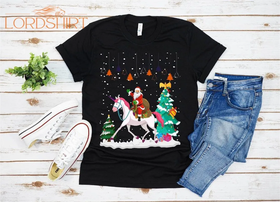 Ugly Santa Riding Unicorn Christmas T-shirt For Men Women