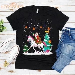 Ugly Santa Riding Unicorn Christmas T-shirt For Men Women