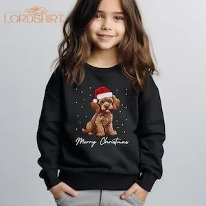 Unisex Kids Festive Brown Cockapoo Sweatshirt Cockapoo