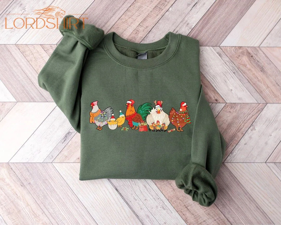 ute Christmas Chickens Sweatshirtchristmas Farm Animal