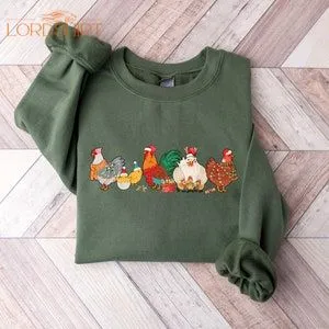 ute Christmas Chickens Sweatshirtchristmas Farm Animal