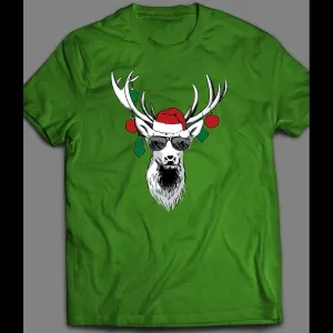 Very Cool Reindeer Shades Christmas Full Front Print Shirt