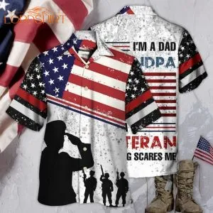 Veteran I Am A Dad Grandpa And A Veteran With Usa Flag Hawaiian Shirt