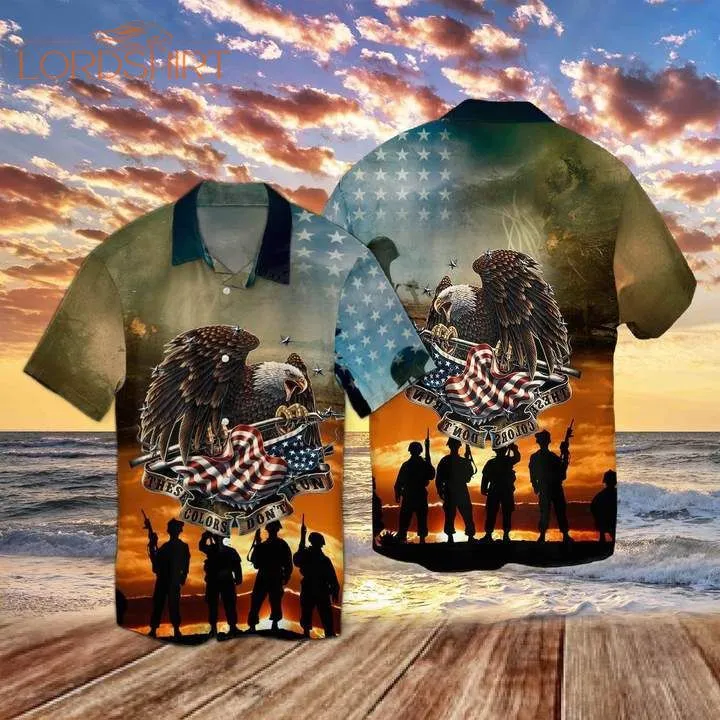 Veteran, These Colors Don't Run Eagle American Hawaiian Shirt