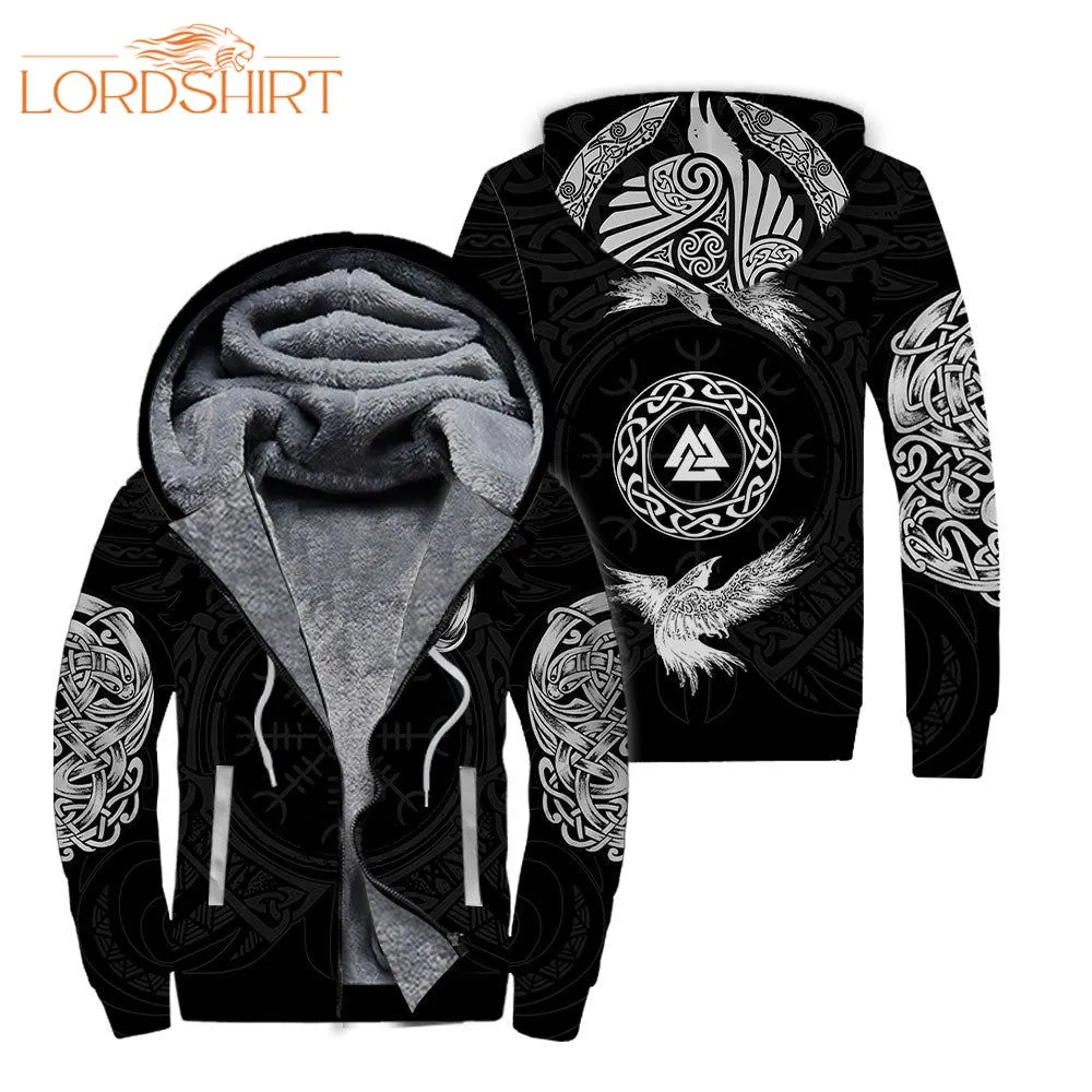 Viking Raven Norser Fleece Zip Hoodie All Over Print