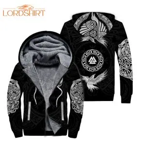 Viking Raven Norser Fleece Zip Hoodie All Over Print