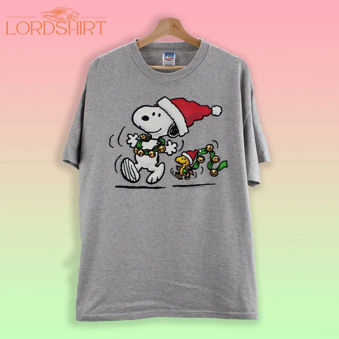 Vintage 90s Snoopy  Woodstock T-shirt Retro 1990s Christmas