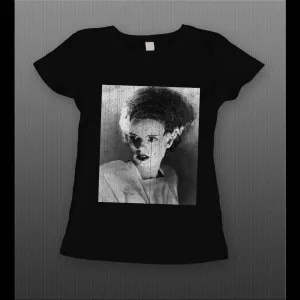 Vintage Bride Frankenstein Halloween Distressed Ladies Shirt