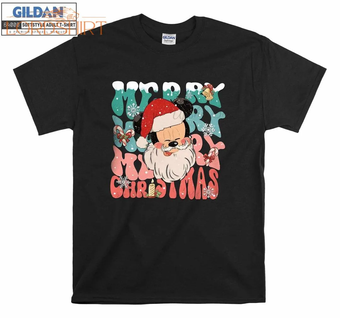 Vintage Mickey Santa Retro Merry Christmas T Shirt Hoodie