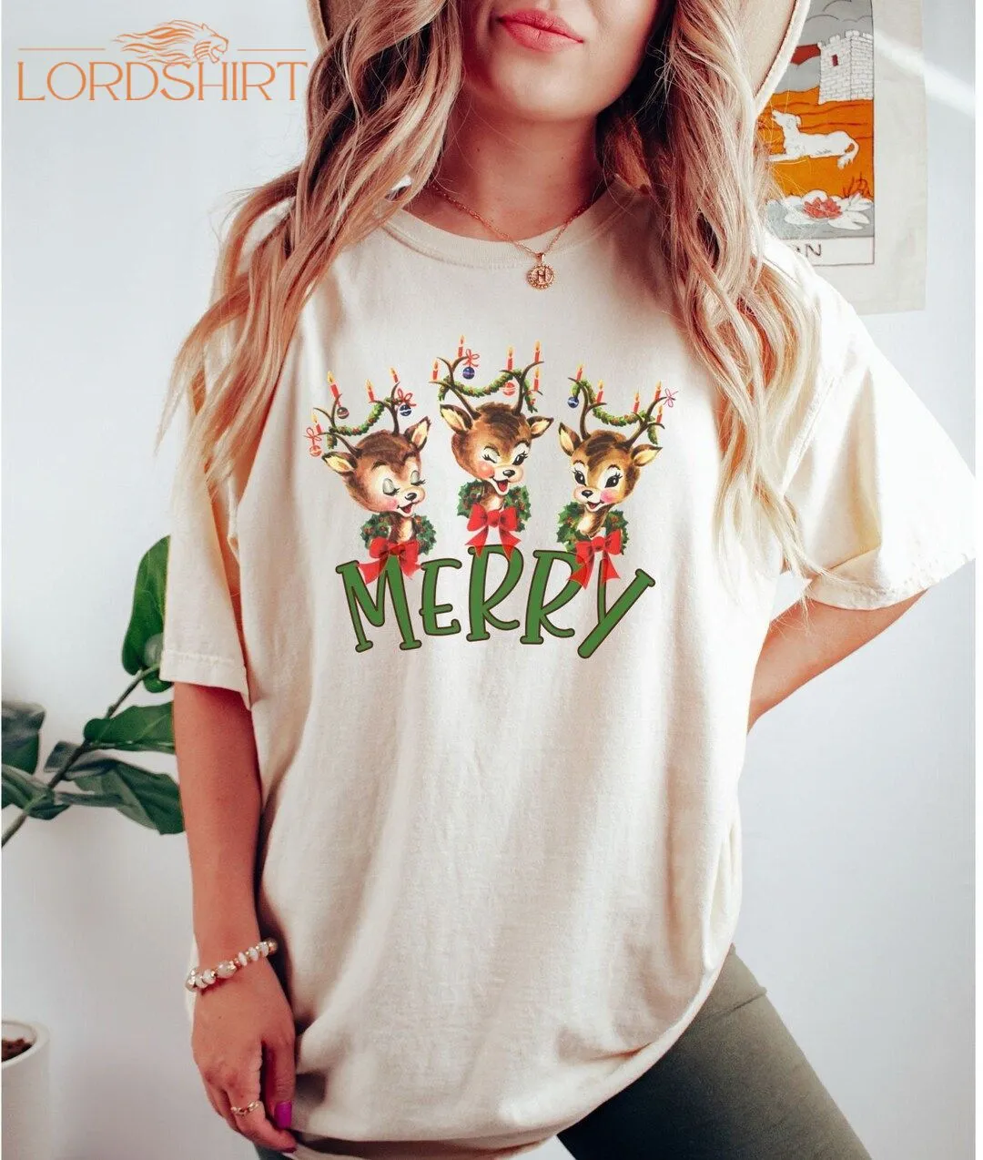 Vintage Reindeer Christmas T-shirt Retro Style Christmas Tee