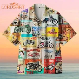 Vintage Retro Motorbike Aloha Hawaiian Shirt