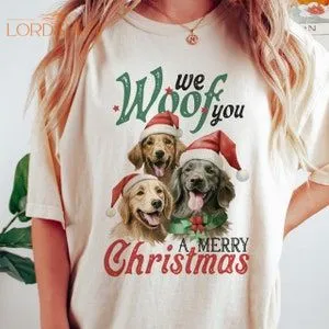 We Woof You A Merry Christmas Dogs T Shirt Womens Christmas