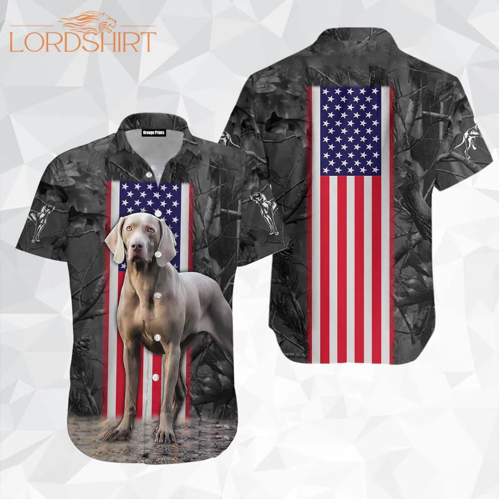 Weimaraner Camo Flag Dog Aloha Hawaiian Shirt