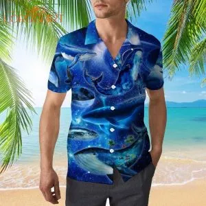 Whales Dancing In The Melody Of The Blue Sea Neon Hawaiian Shirt