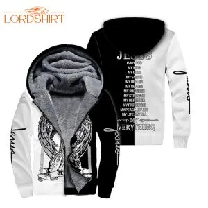 White Black Jesus Fleece Zip Hoodie All Over Print