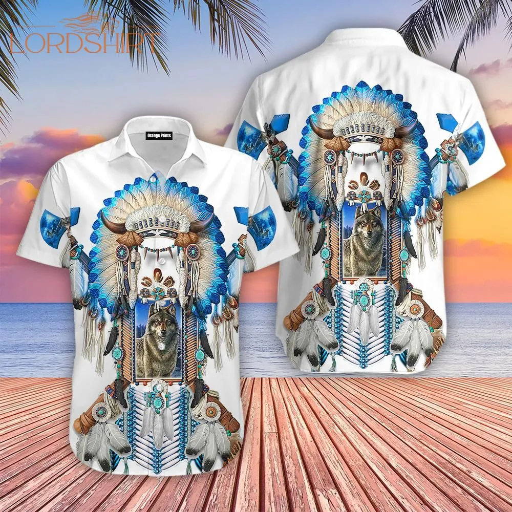 Wolf Native American Hawaiian Shirt