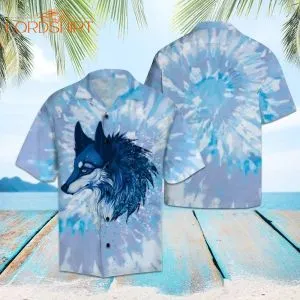 Wolf Tie Dye Hawaiian Shirt