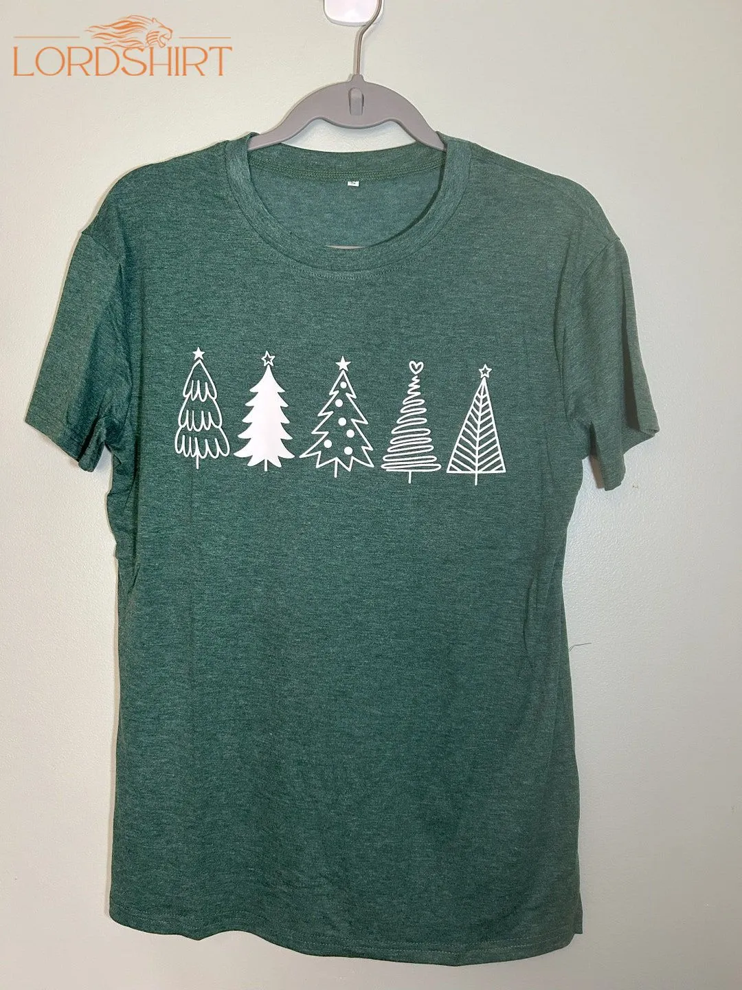 Women's Christmas T-shirt Green White Christmas