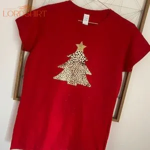 Women's Leopard Christmas Tree T-shirt Womens Christmas