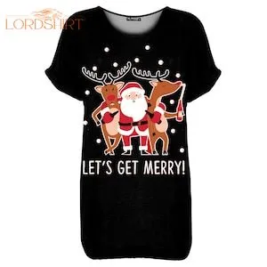 Womens Ladies Christmas Santa Rudolph Beer Batwing Xmas