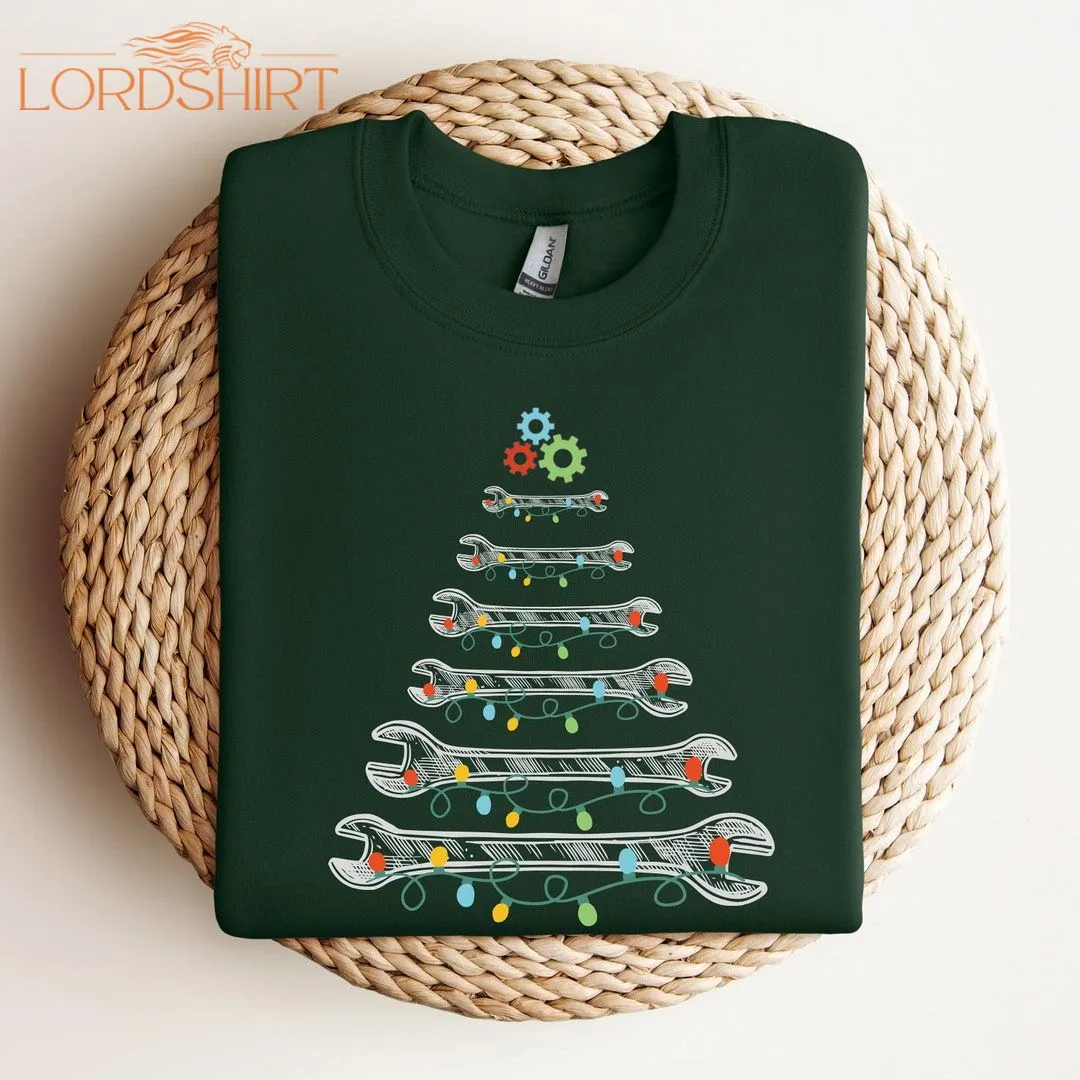 Wrench Christmas Tree Shirt Cool Christmas Gift For Dad Funny