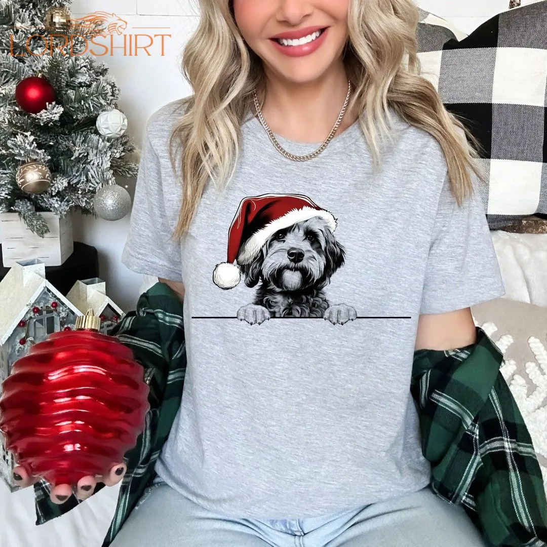 Xmas Tshirt Cavapoo Dog Christmas T Shirt Santa Hat Design