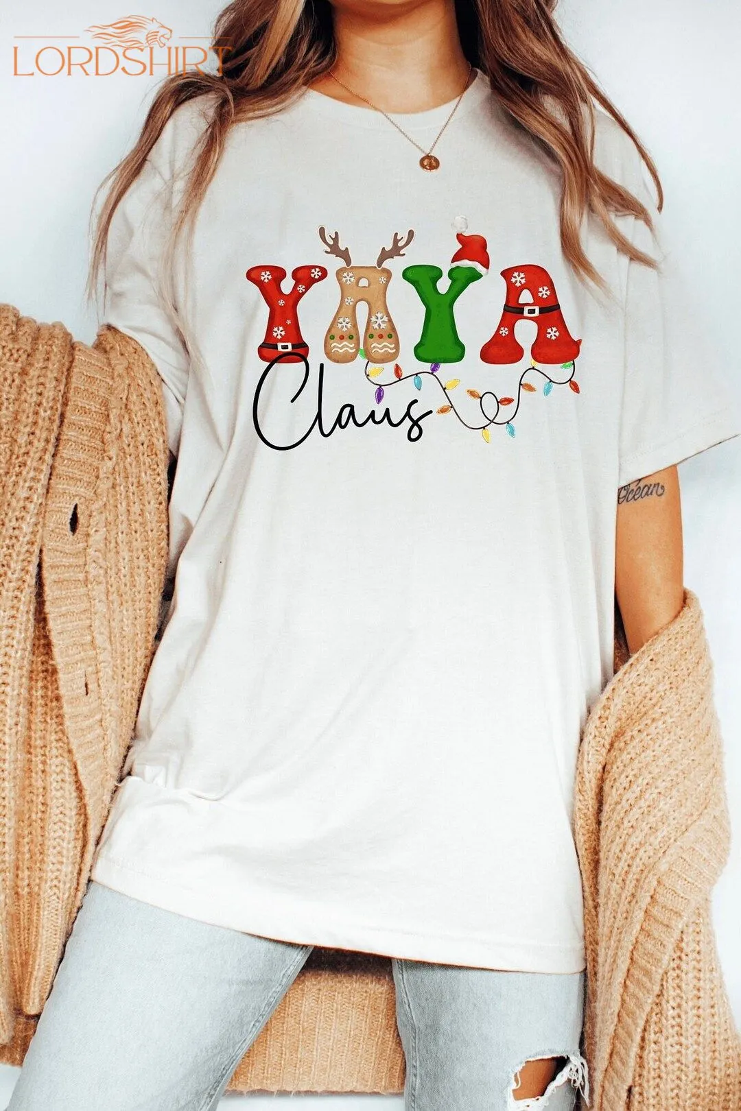 Yaya Claus Christmas T-shirt Yaya Santa Cute Holiday Tee For