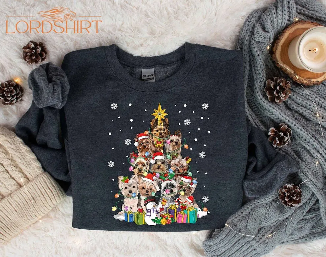 Yorkshire Terrier Christmas Sweatshirt Yorkie Christmas Tree