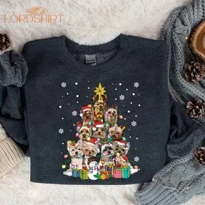 Yorkshire Terrier Christmas Sweatshirt Yorkie Christmas Tree