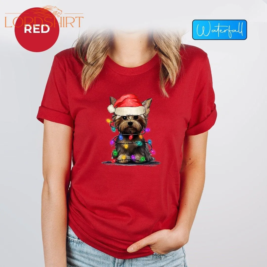 Yorkshire Terrier Christmas Tree Lights Shirt Yorkie