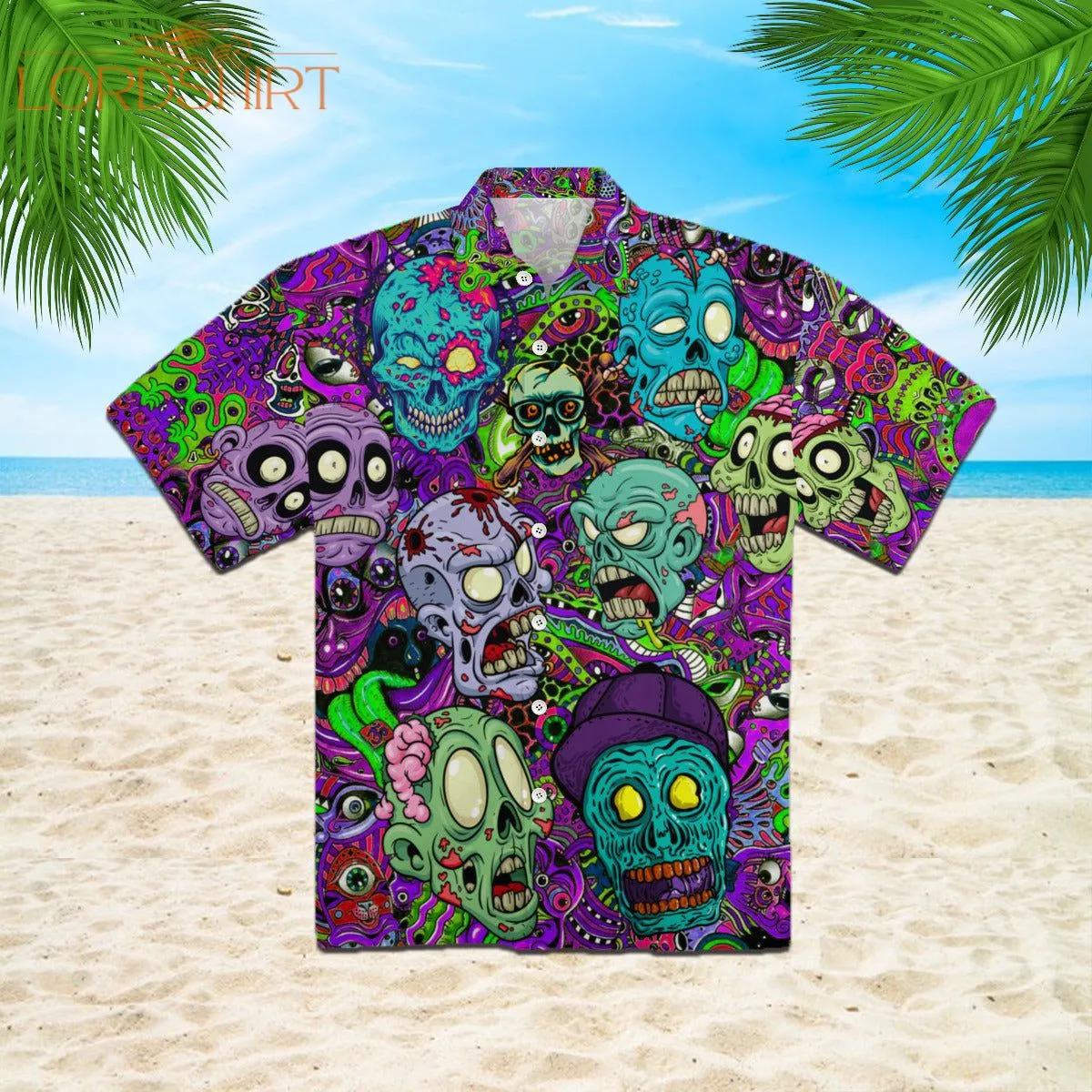 Zombie Skull Hippie Hawaiian Shirt