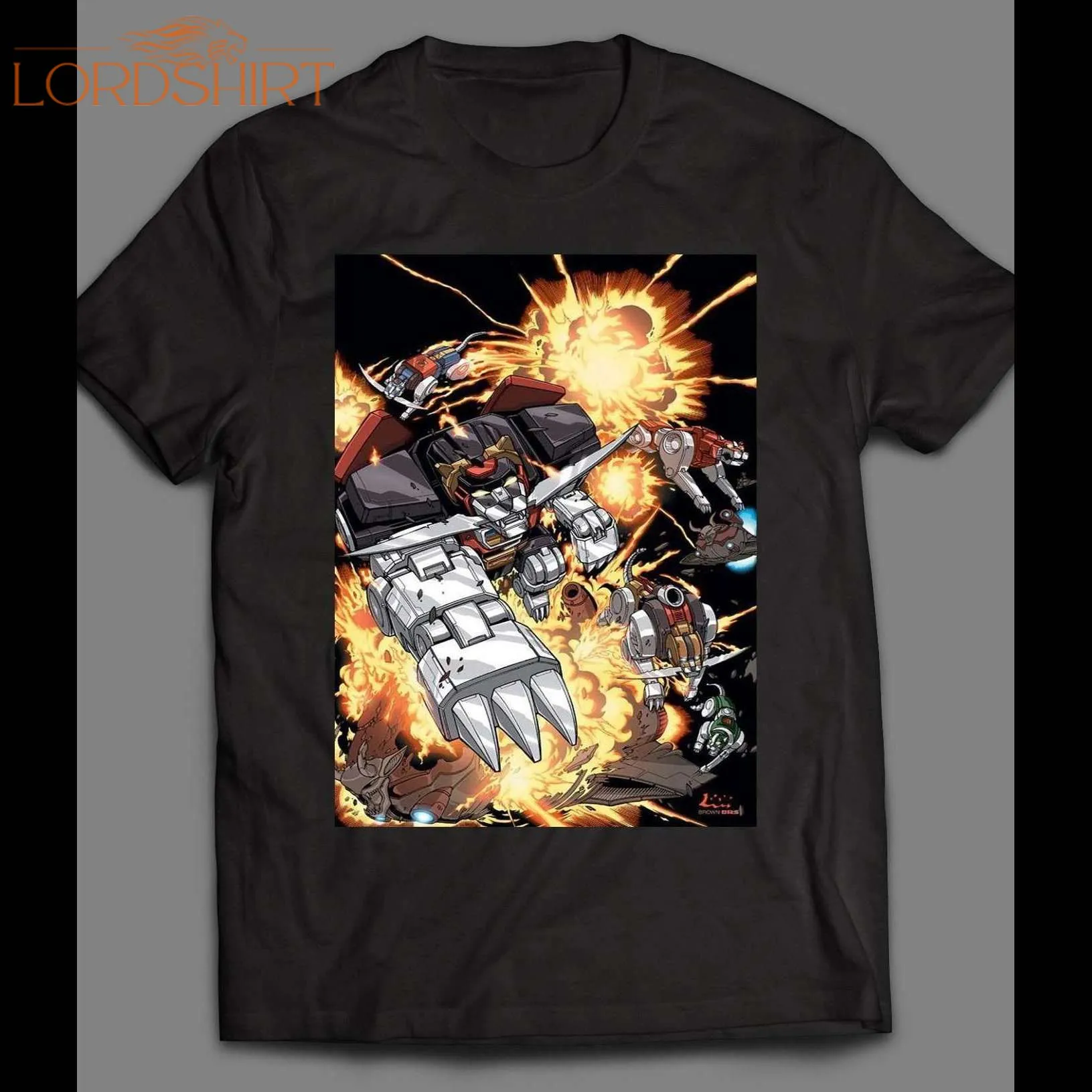 1980s Cartoon Combiner Robotblack Lion Art Shirt