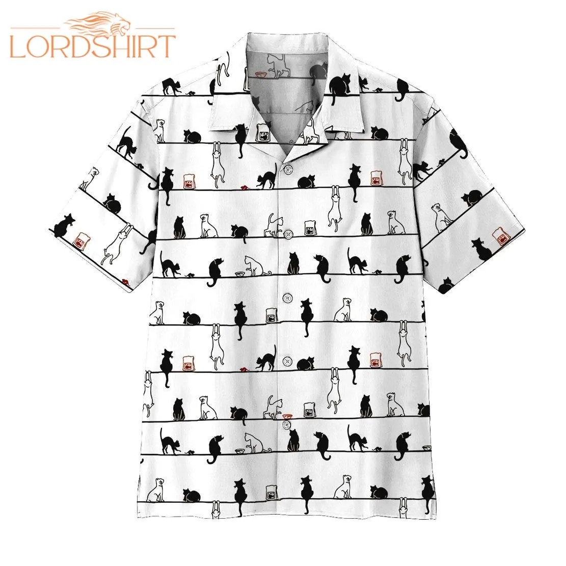 3d Cat Black & White Hawaiian Shirt