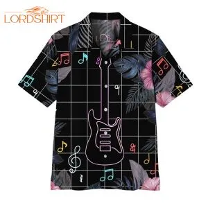 3d Neon Electric Guitar Hawaiian Shirt