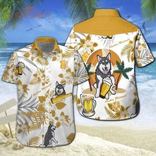 Alaskan Malamute Beer Aloha Hawaiian Shirt