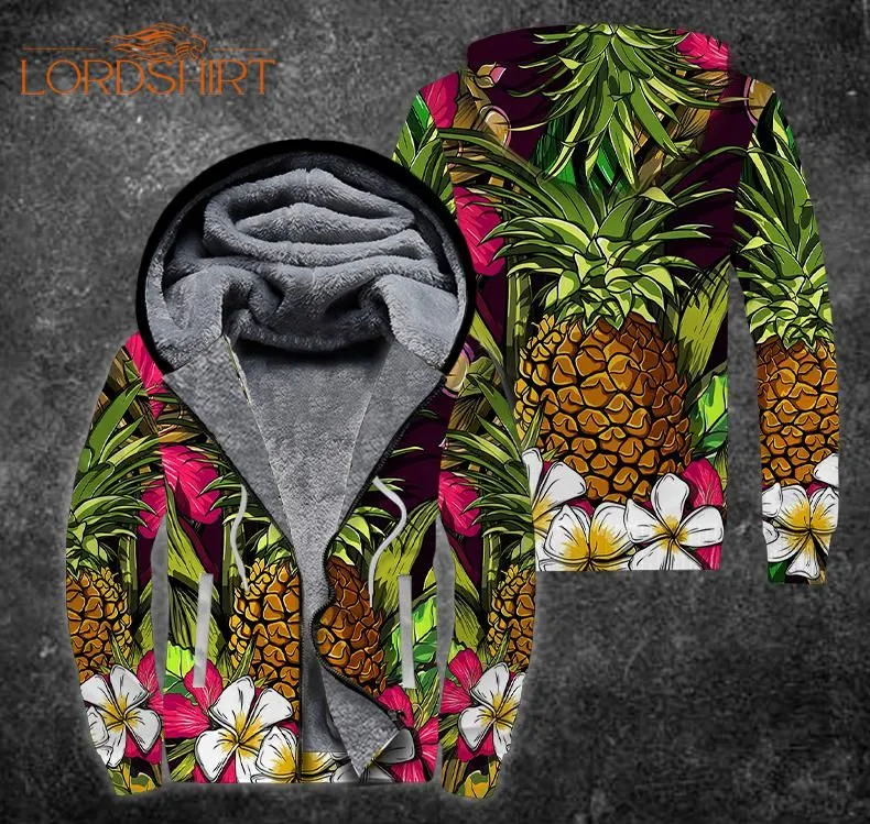 Amazing Polynesian Pineapple Hawaiian Style Fleece Zip Hoodie All Over Print