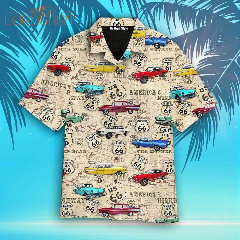 Amazing Vintage Retro Muscle Car On Route 66 Hawaiian Shirt