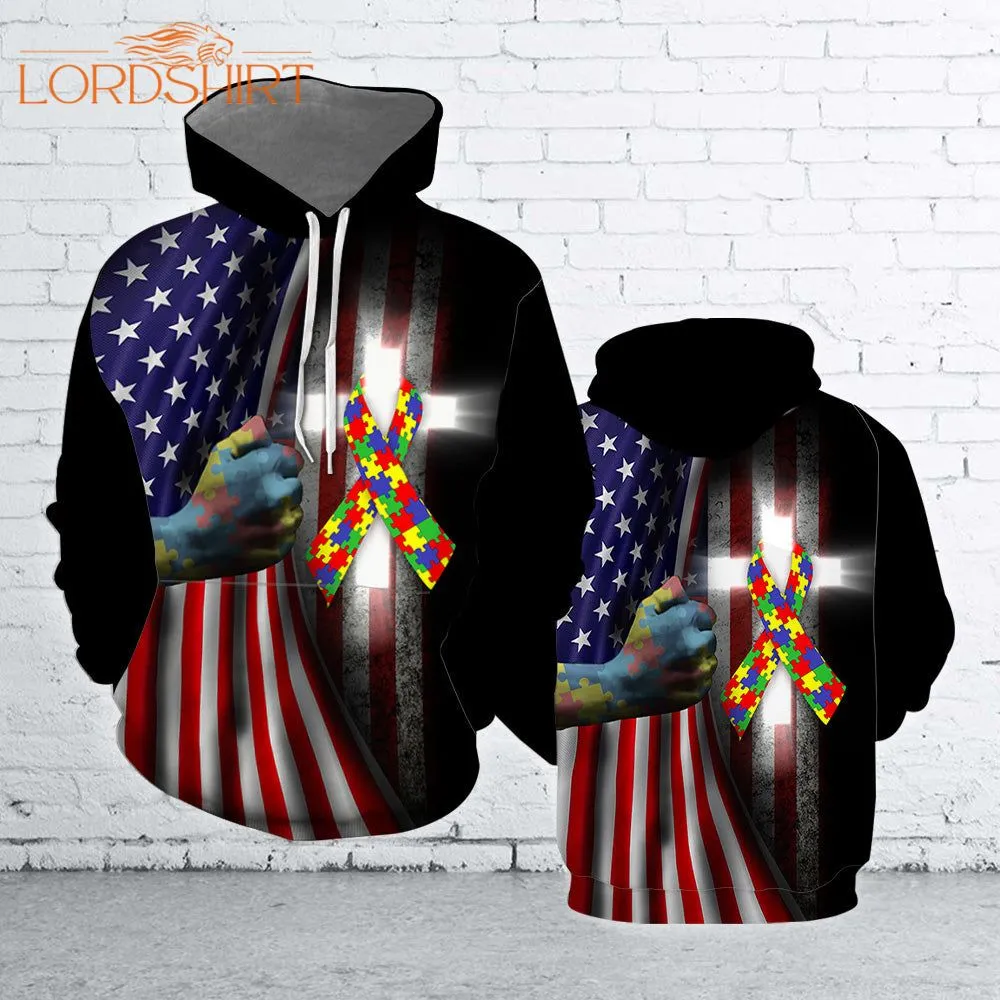 America Flag Autism Awareness Cross Cool 3d All Over Print