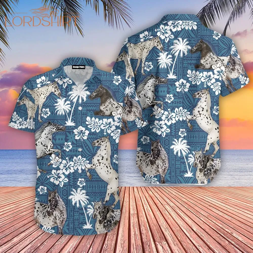 Appaloosa Horse Blue Tribal Hawaiian Shirt