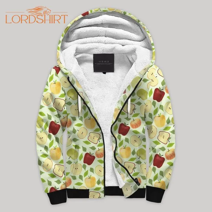 Apple Red Green Fleece Zip Hoodie All Over Print