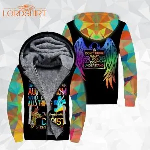 Autism Angel Wings Fleece Zip Hoodie All Over Print