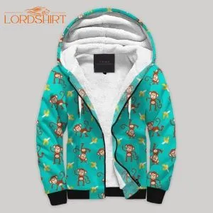 Banana And Monkey Fleece Zip Hoodie All Over Print