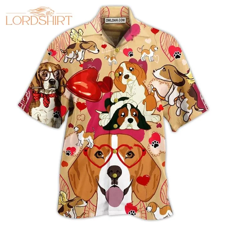 Beagle Dog And Valentine Love You Hawaiian Shirt