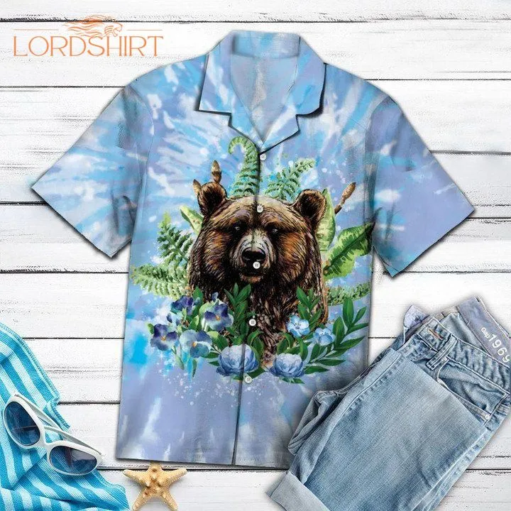 Bear Tie Dye Aloha Hawaiian Shirt