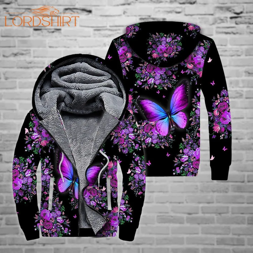 Beautiful Butterfly Purple Fleece Zip Hoodie All Over Print