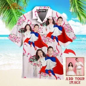 Beautiful Happy Wedding Couple Custom Photo Hawaiian Shirt