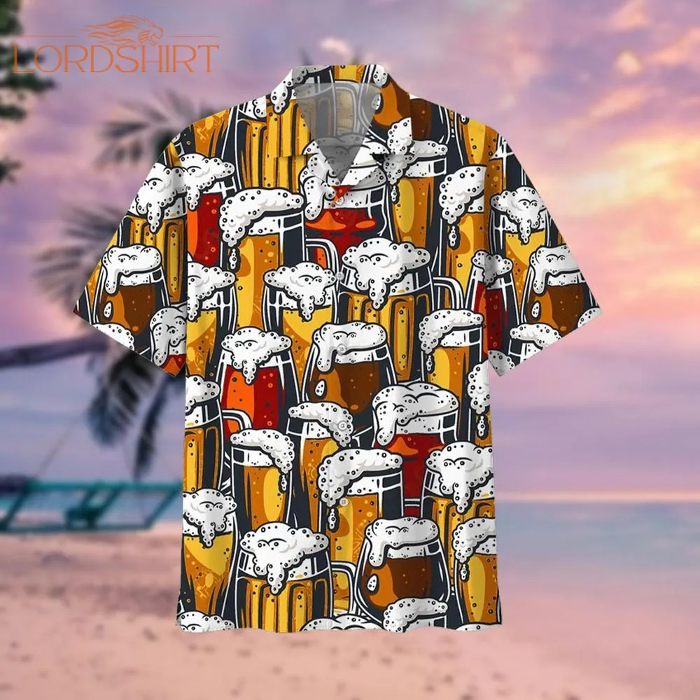 Beer Glass Pattern Hawaiian Shirt