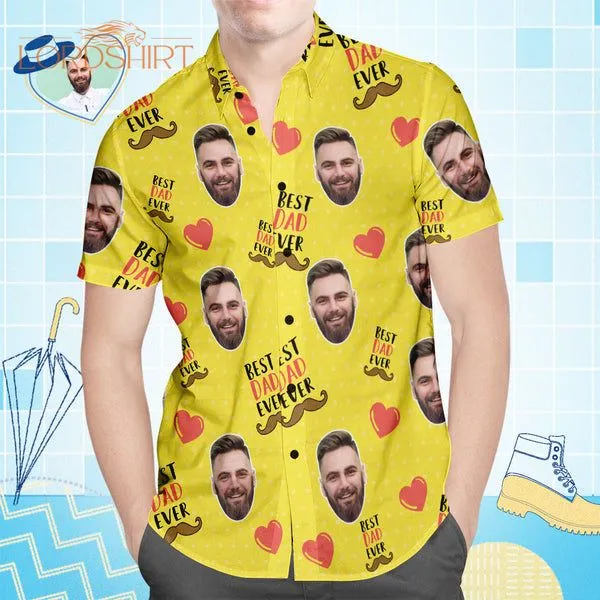 Best Dad Ever Custom Photo Hawaiian Shirt