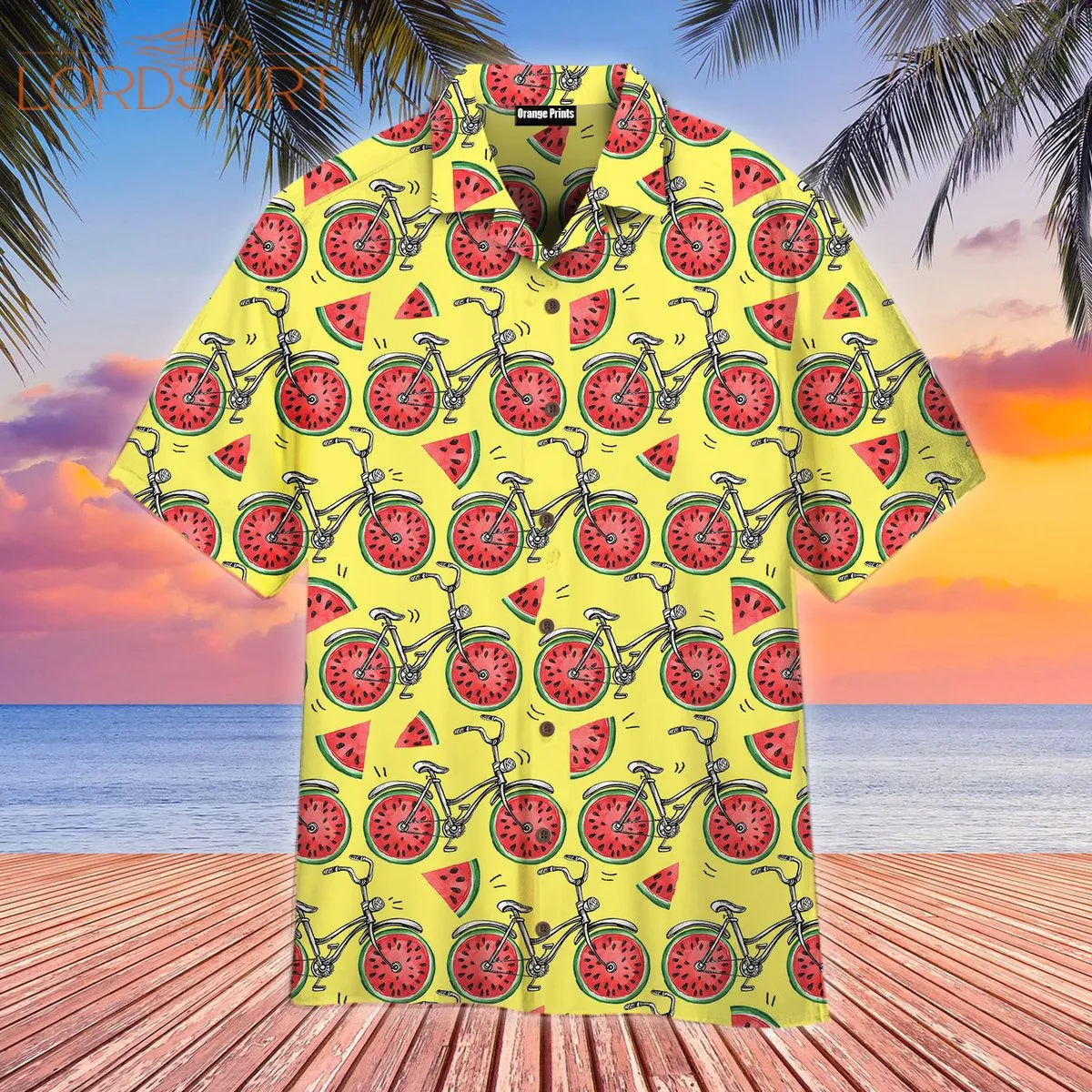 Bicycles With Watermelon Wheels Colorful Summer Hawaiian Shirt