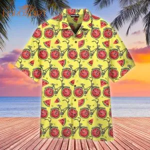 Bicycles With Watermelon Wheels Colorful Summer Hawaiian Shirt